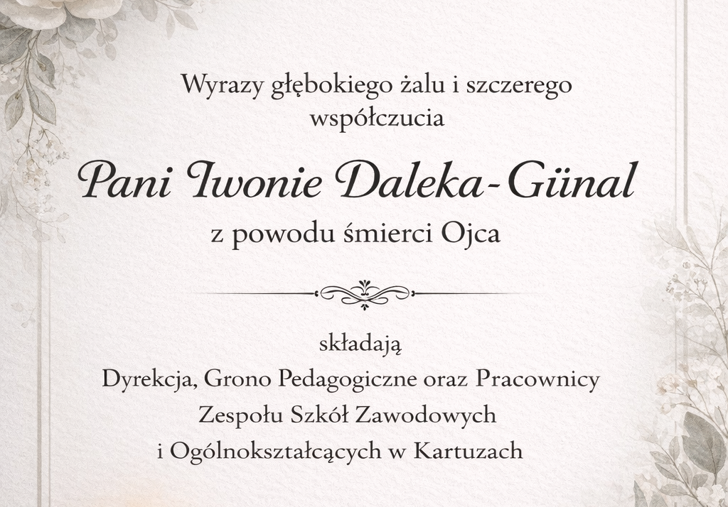 Wyrazy współczucia Pani Iwonie Dalekiej-Günal