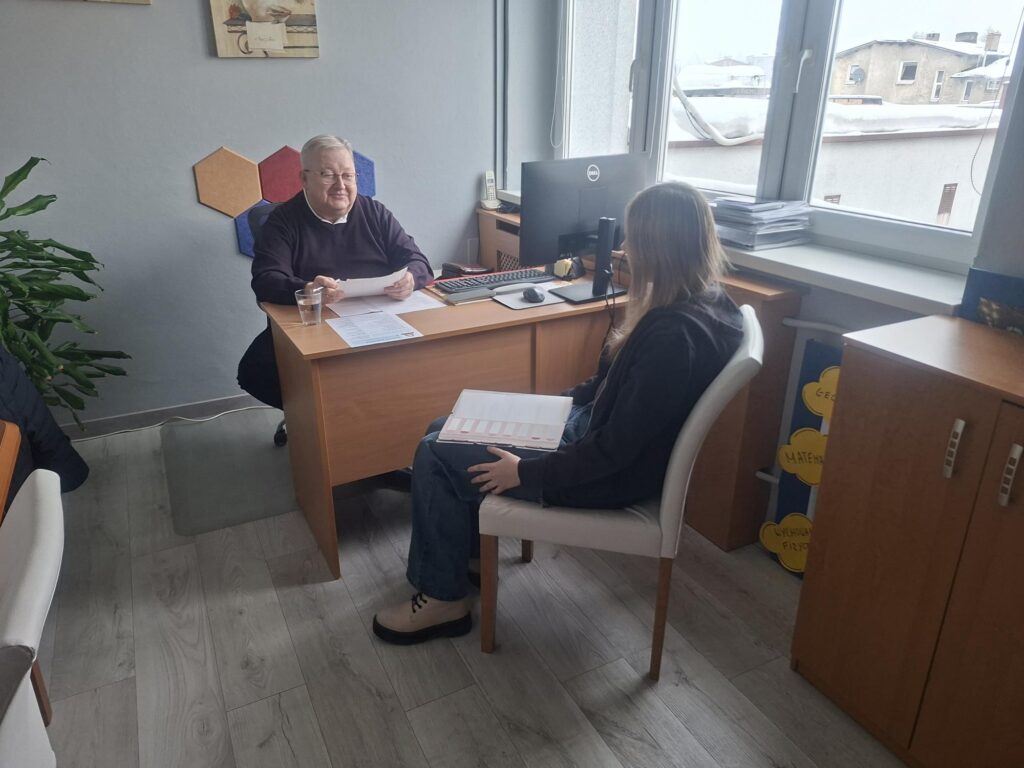 Symulacyjne rozmowy kwalifikacyjne z przedsiębiorcami powiatu kartuskiego.