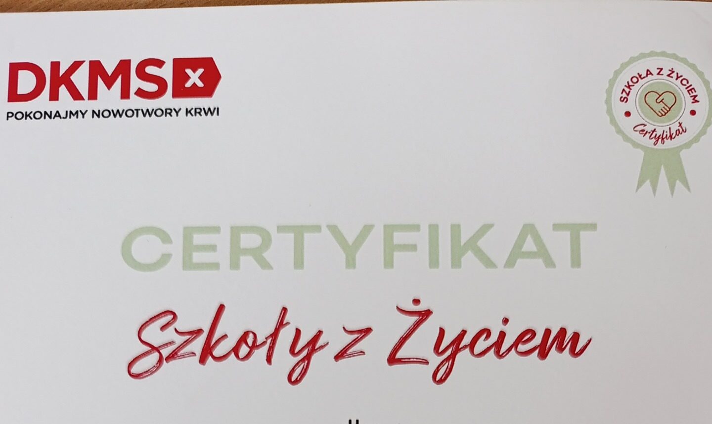 widok certyfikatu